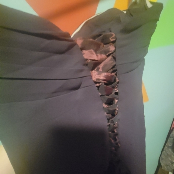 Bill Levkoff Women's Plum Chiffon Strapless Midlength Bridesmaid Gown Size 4 - Picture 10 of 16